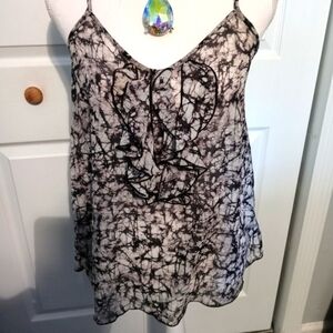 Women's black and white size medium ruffle lightweight blouse